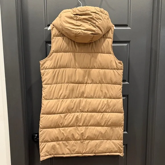 Sleeveless long Hooded Puffer Vest - Camel size L - Picture 4 of 6